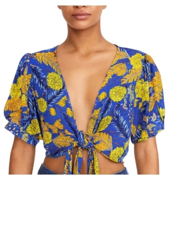 XIX Palms Tops - XIX Palms Honolulu Floral Wrap Blouse Size Small